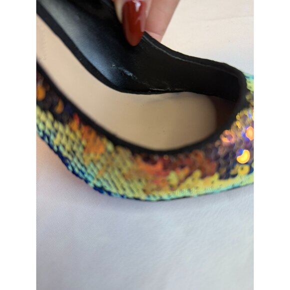 Aldo Stessy Womens Size 7 Multi-color Iridescent Sequin High Heel Party Dressy - Picture 14 of 16